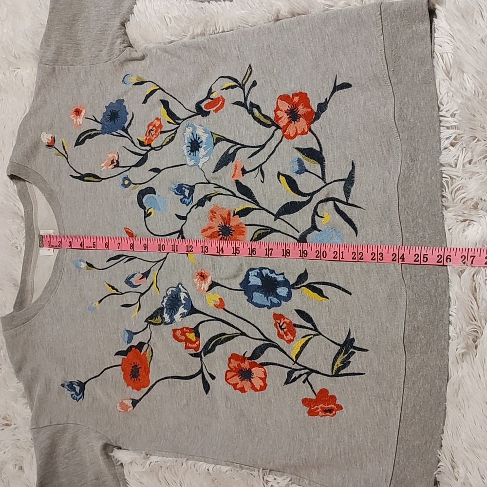 Sundry Gray Floral Embroidered Sweatshirt - Picture 8 of 13
